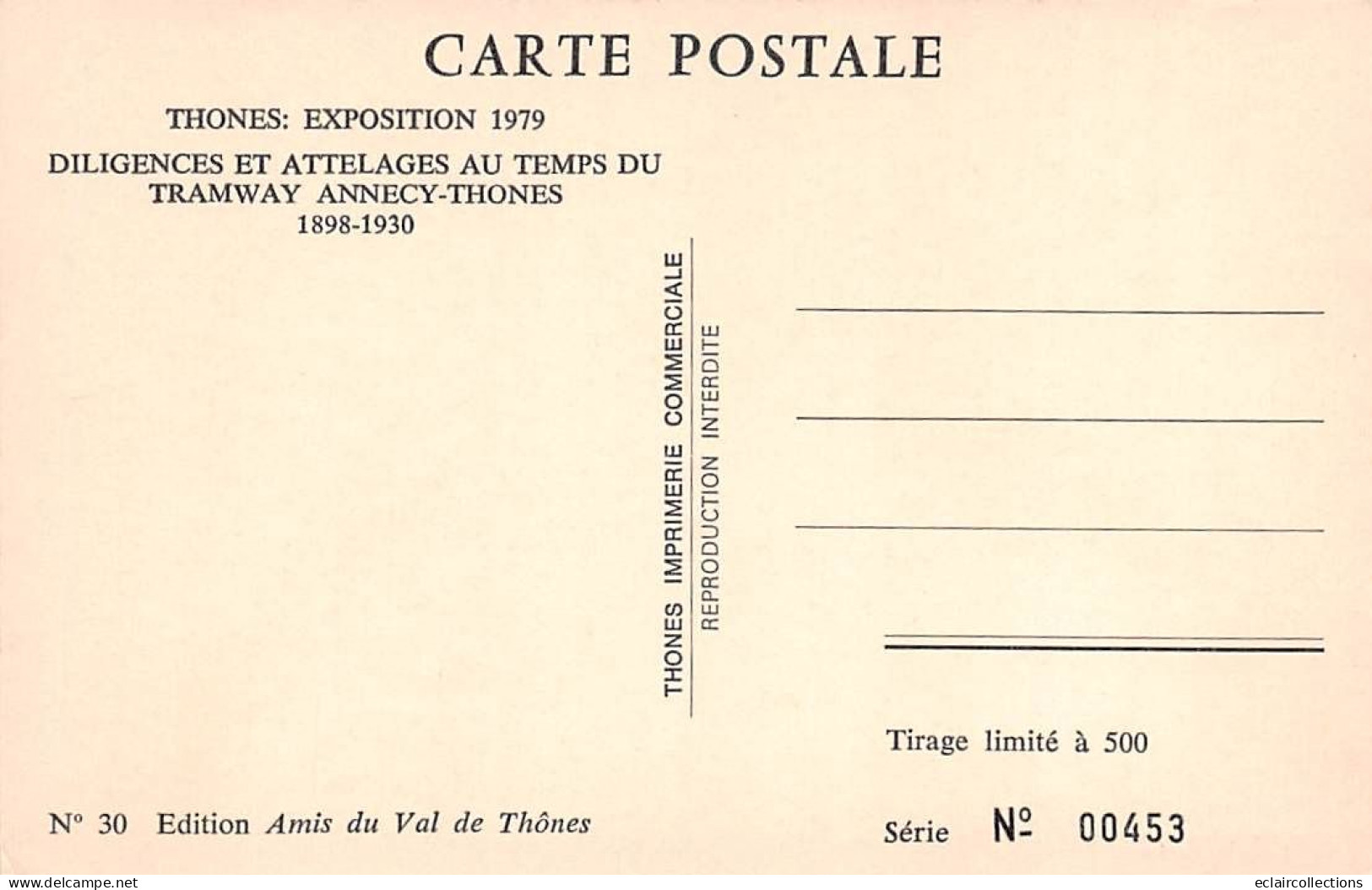 Thones  Expo 1979 et Annecy.  74    10 Cartes de reproduction Diligences et Attelages des années 1898-1930  (voir scan)