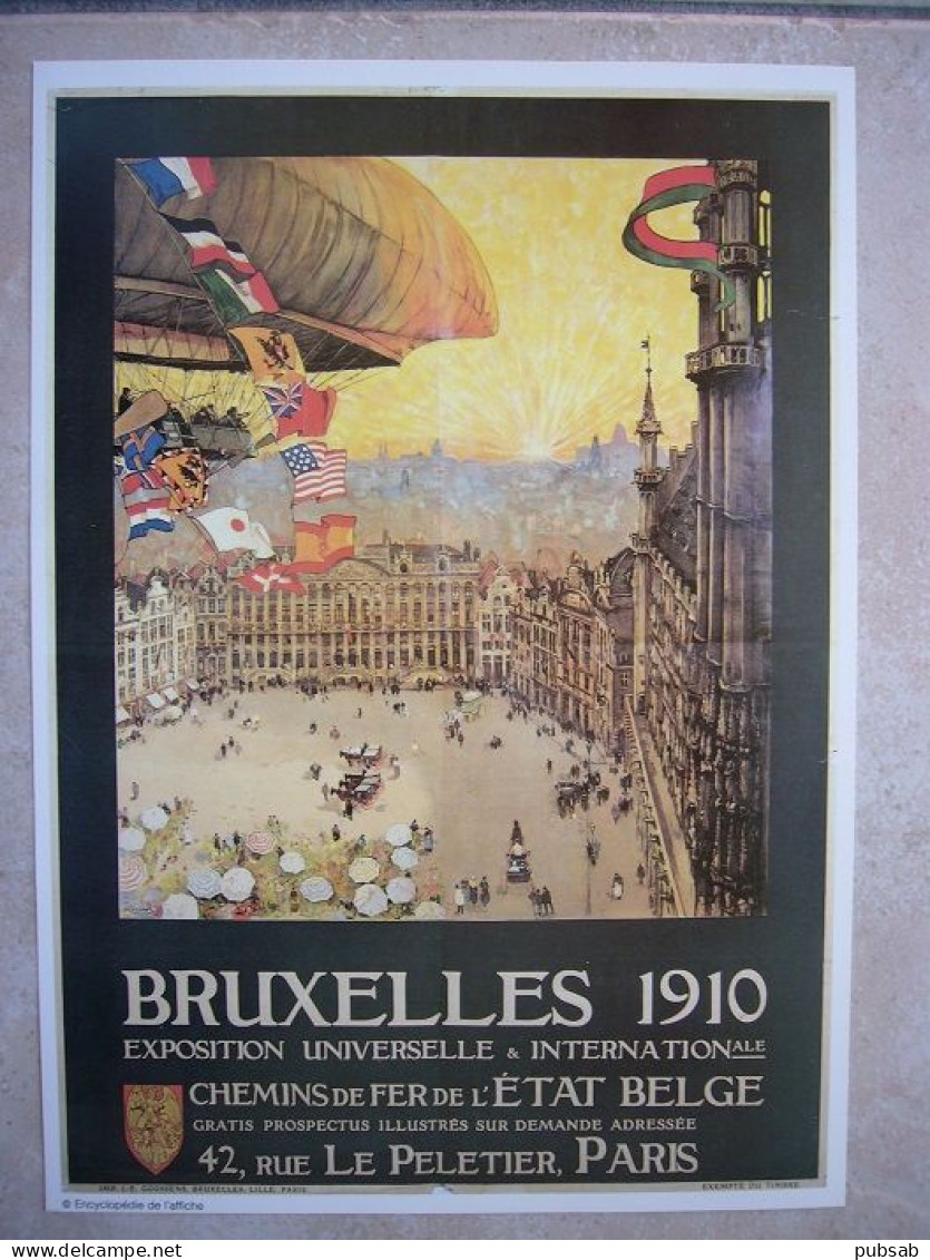 Avion / Airplane / Dirigeable / BRUXELLES 1910 / Exposition Universelle / Affichette / Format : 21X29,5cm - Dirigeables