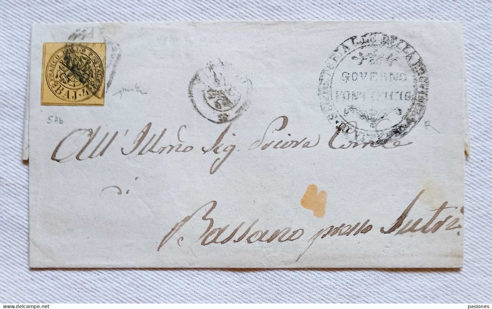 Governo Pontificio Busta Di Lettera Da Ronciglione Per Bassano 1864 Affrancata Con 4 Baj (siglata) - ...-1929 Préphilatélie