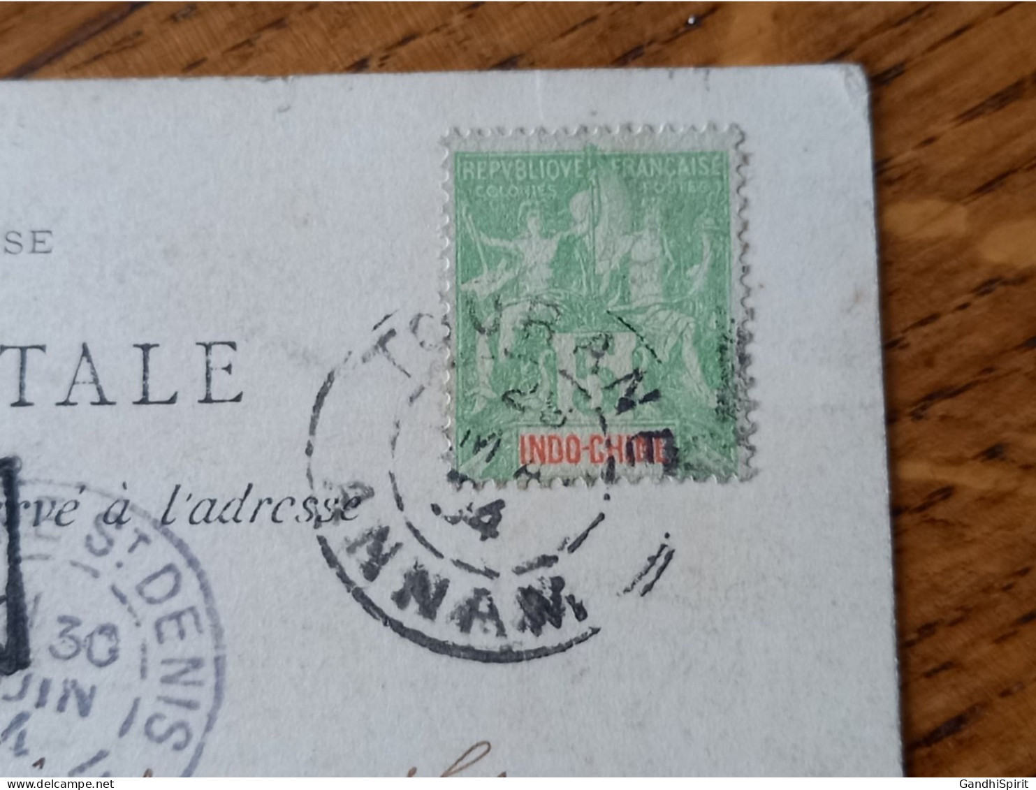 28.04.1904 TAD Tourane Annam Sur TP Indo-Chine 5 Colonies Postes + Saigon Central Cochinchine Taxé La Plaine Saint Denis - Storia Postale