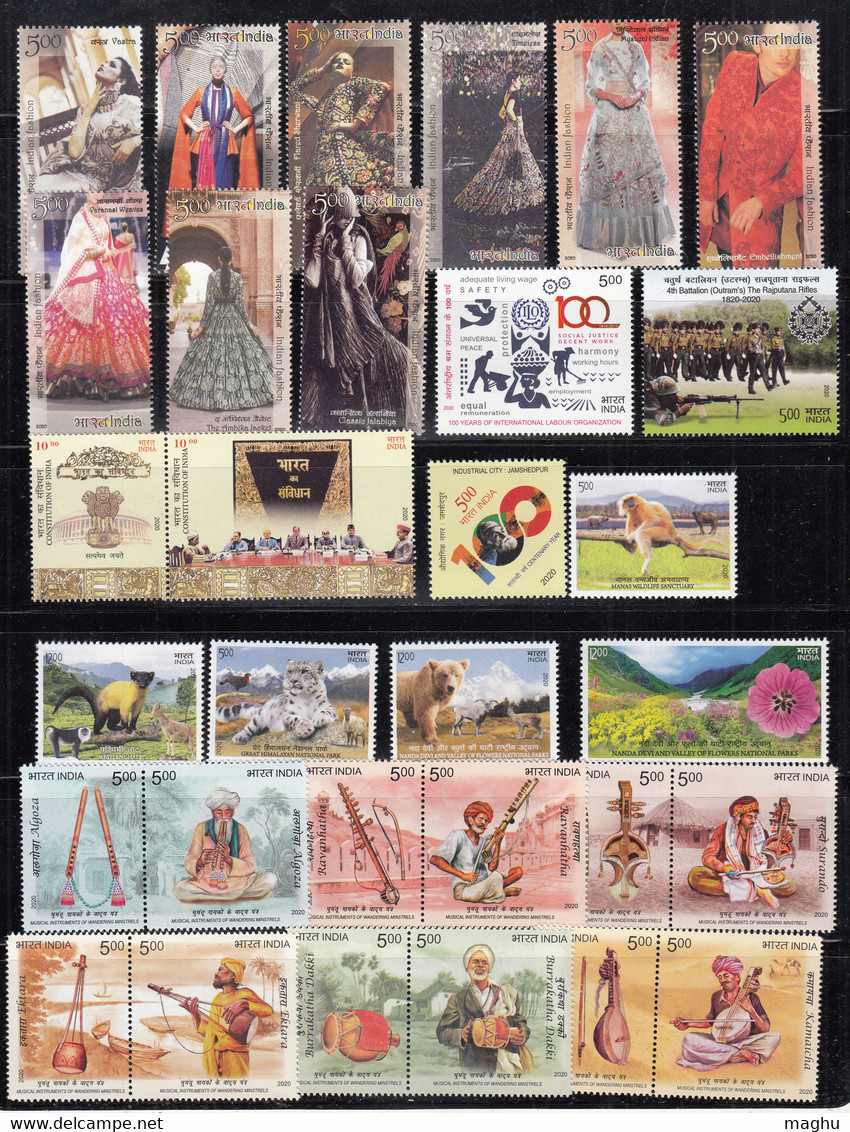 India MNH 2020 Year Pack, Full Year, (2 Scans) - Full Years