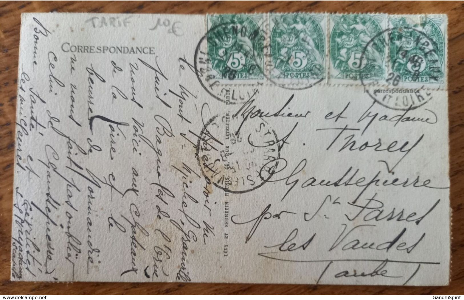 8 TP Type Blanc N°111 - 5c Vert 4 Oblitérés TAD Chenonceaux, Chaussepierre, Saint Parres Les Vaudes Tarif Postal 1926? - 1900-29 Blanc