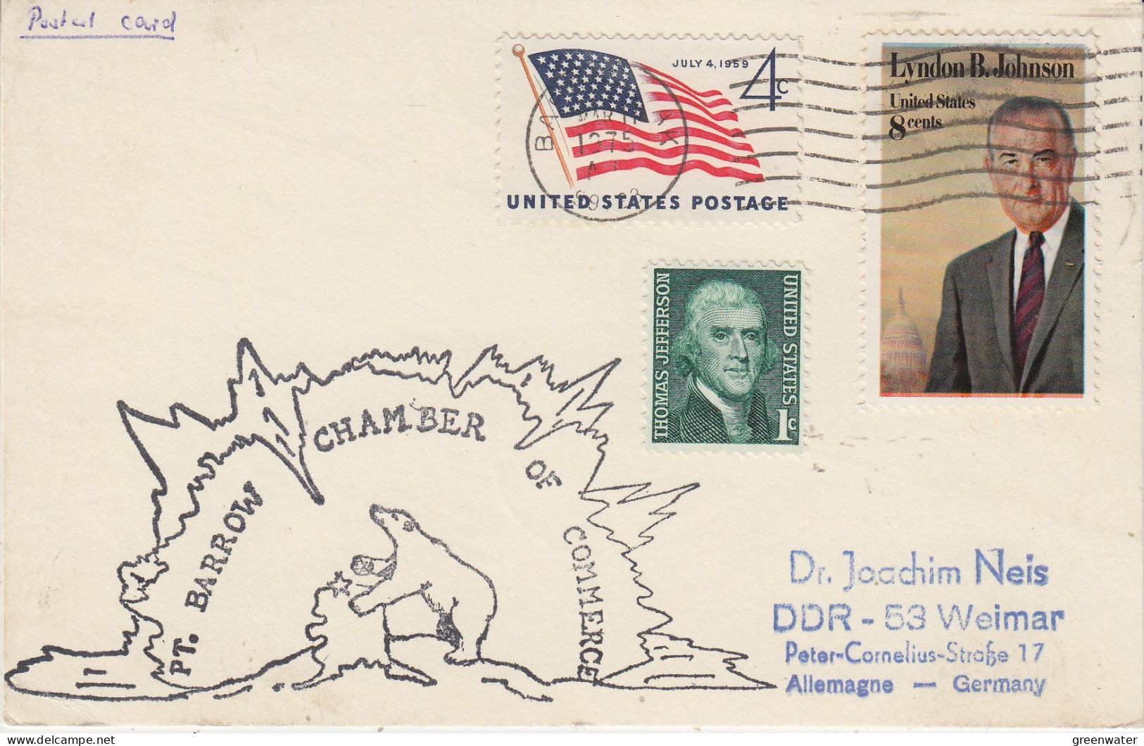 Alaska Point Barrow Card "Chamber Of Commerce" Ca Barrow MAR 11 1974 (SD191) - Stations Scientifiques & Stations Dérivantes Arctiques