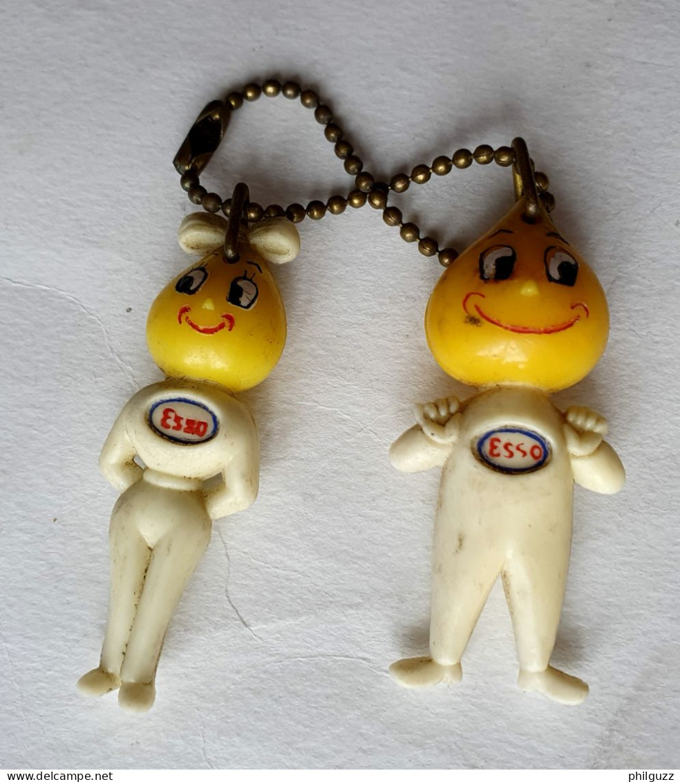 2 FIGURINES PORTE CLES ESSO M & Mme GOUTE D'HUILE  FIGURINE - Tim & Struppi