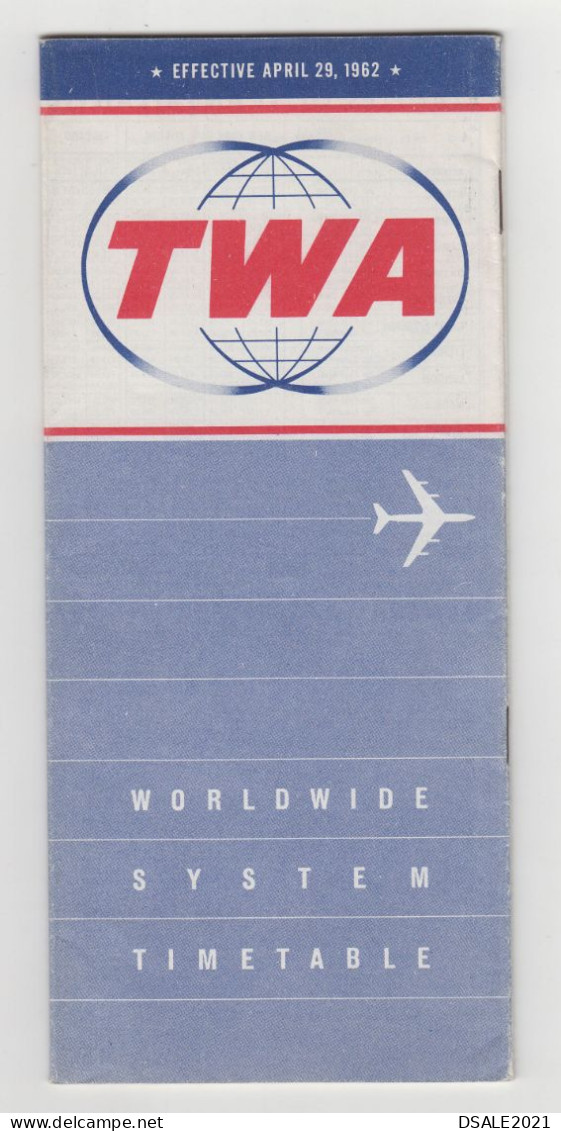 Carrier Airline TWA Worldwide System Timetable Schedule Booklet Effective April 1962 (33701) - Tijdstabellen