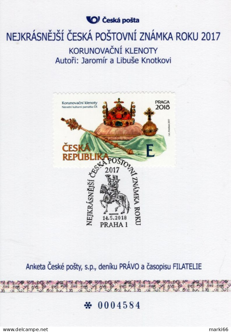 Czech Republic - 2018 - Crown Jewels - Praga 2018 World Stamp Exhibition - Best Stamp Of 2017 - Commemorative Sheet - Cartas & Documentos