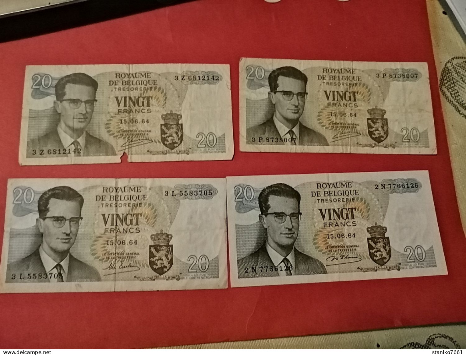 4 BILLETS BELGIQUE 20 FRANCS TWINTIC FRANK 1964   Voir Photos - 20 Francs
