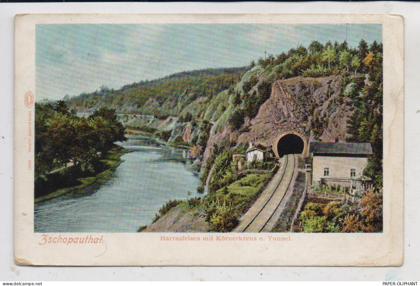 0-9262 FRANKENBERG, Zschopauthal, Harrasfelsen, Körnerkreuz, Eisenbahntunnel, Ca. 10ß5, Verlag Glaser - Frankenberg