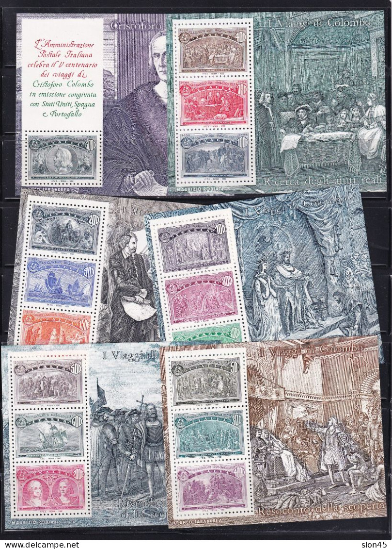 Italy 1992 6 Souvenir Sheets Sc 1883-88 MNH  Voyages Of Columbus 15248 - Complete Vellen