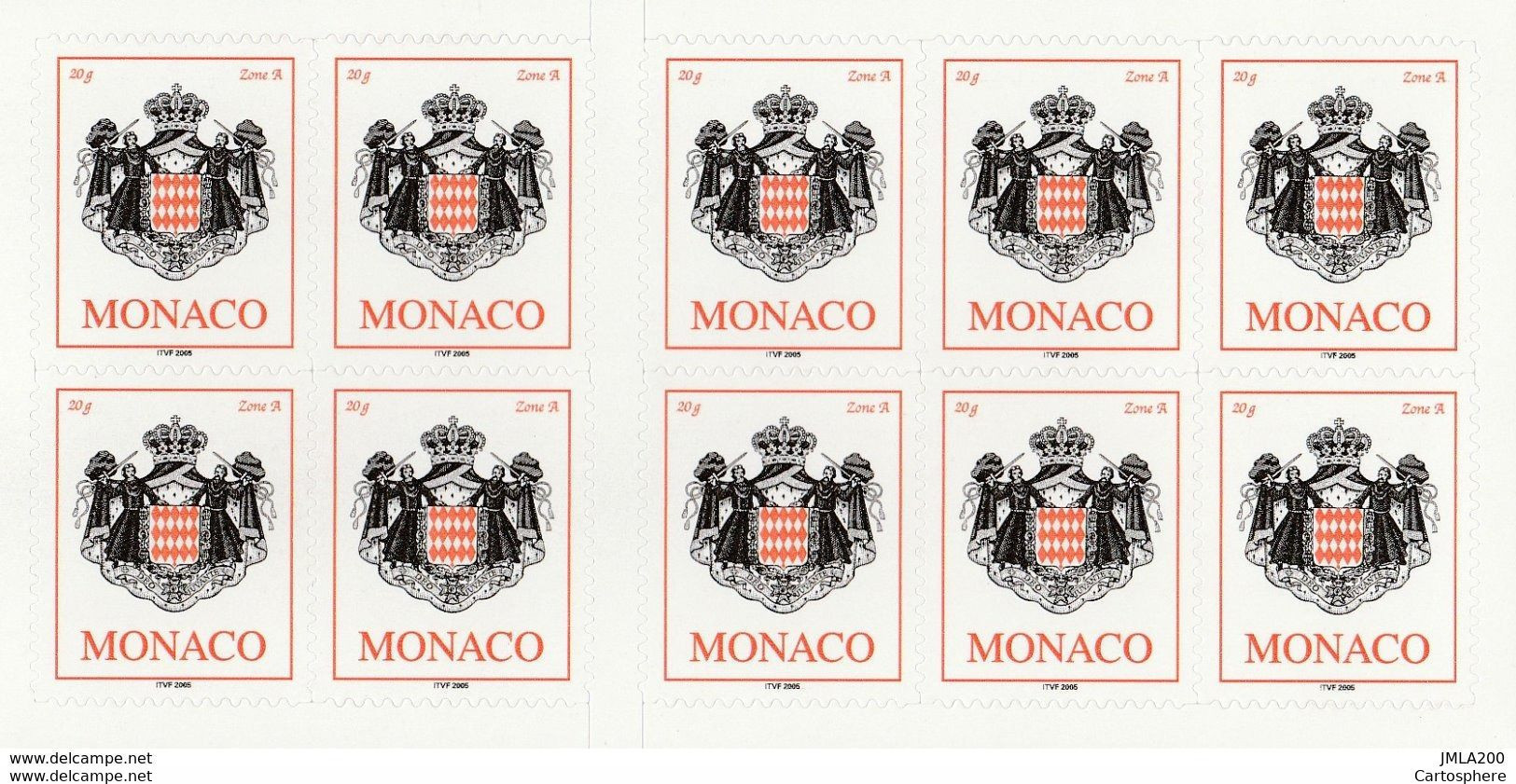 MONACO 2006 --100 CARNETS DE 10 TIMBRES ADHESIFS--  Carnet 15** Armoirie, ITVF 2005 -- ARMOIRIE -- NEUFS -- MNH.. - Booklets