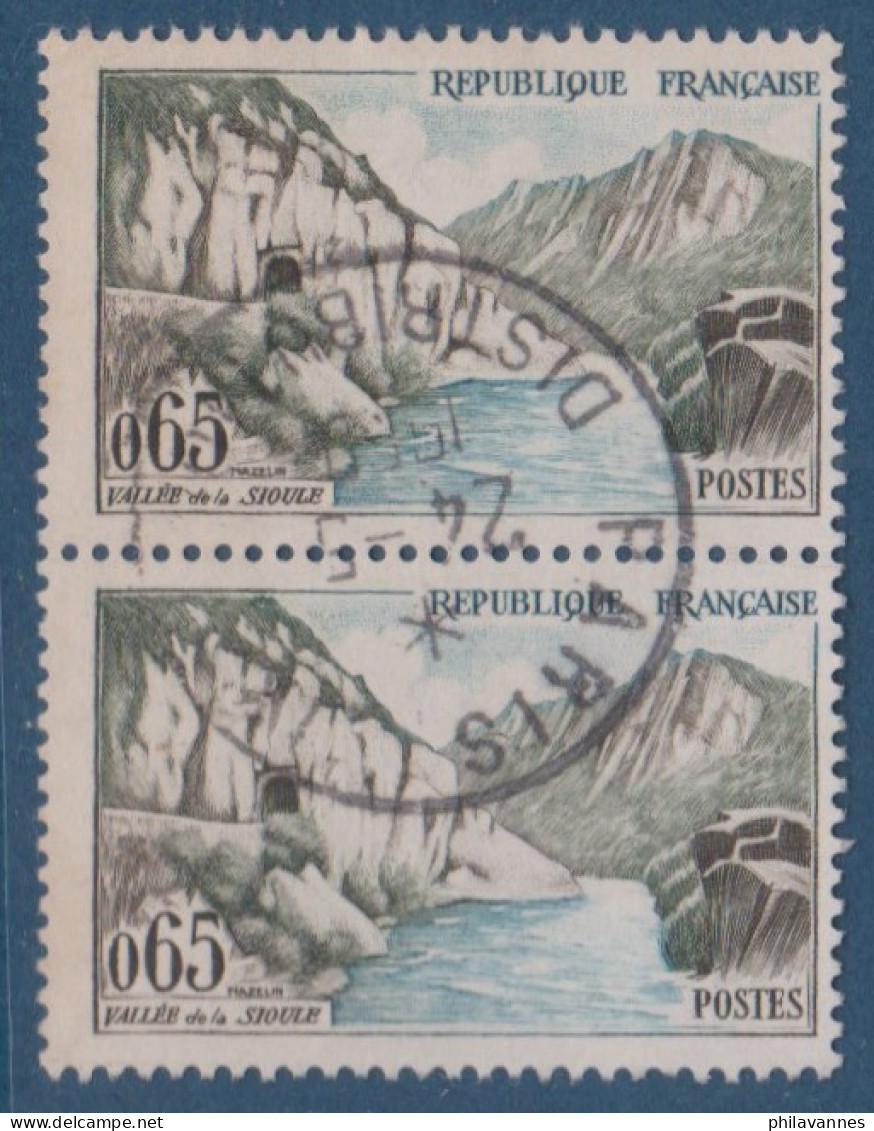 Vallée De La Sioule, N° 1239 X2, Petite Variété,sommets Bleus, ( V2307B/8.6) - Used Stamps