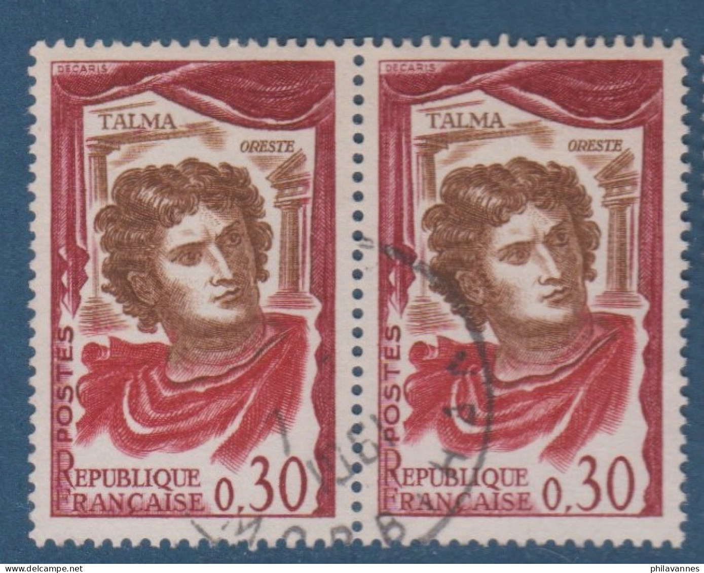 Talma, N° 1302 X2, Petite Variété, Cou Rougeatre  ( V2307B/10.1) - Used Stamps