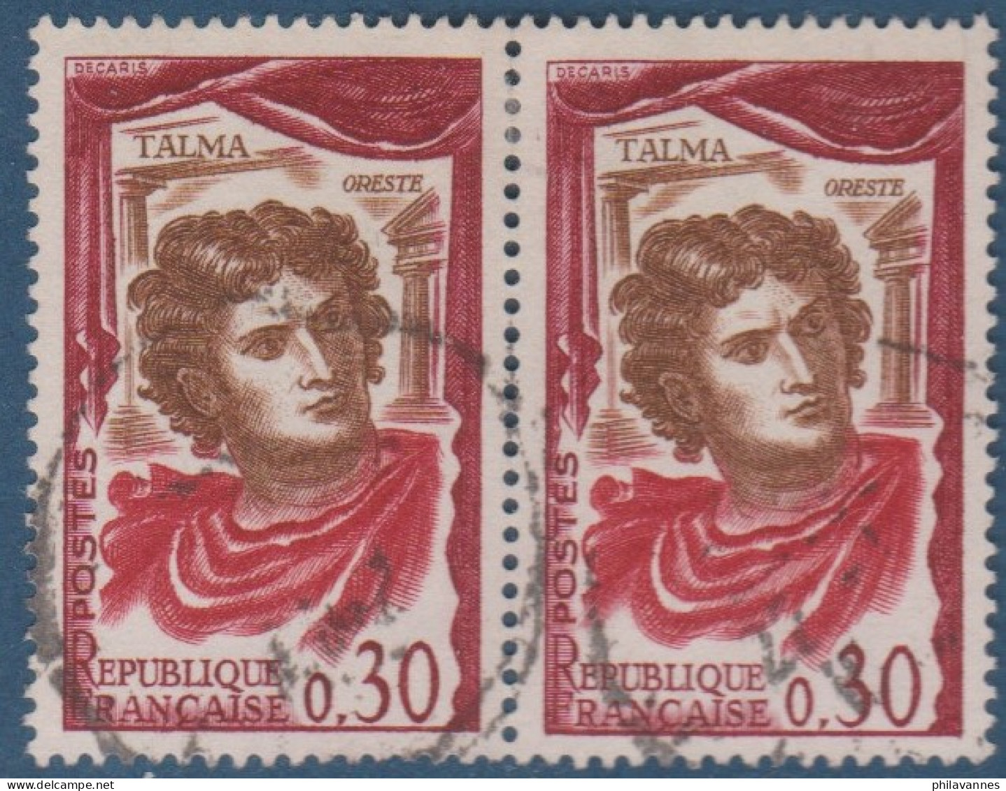 Talma, N° 1302x2 , Petite Variété, Cou Rougeatre  ( V2307B/10.4) - Oblitérés