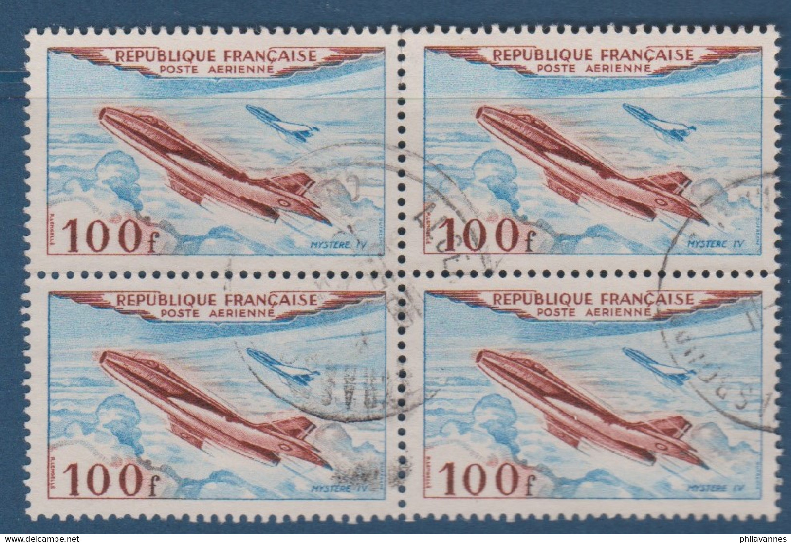 Avion Mystere IV, Bloc De 4, N° PA 30 , Petite Variété, Avion Dédoublé ( V2307B/11.4) - Used Stamps