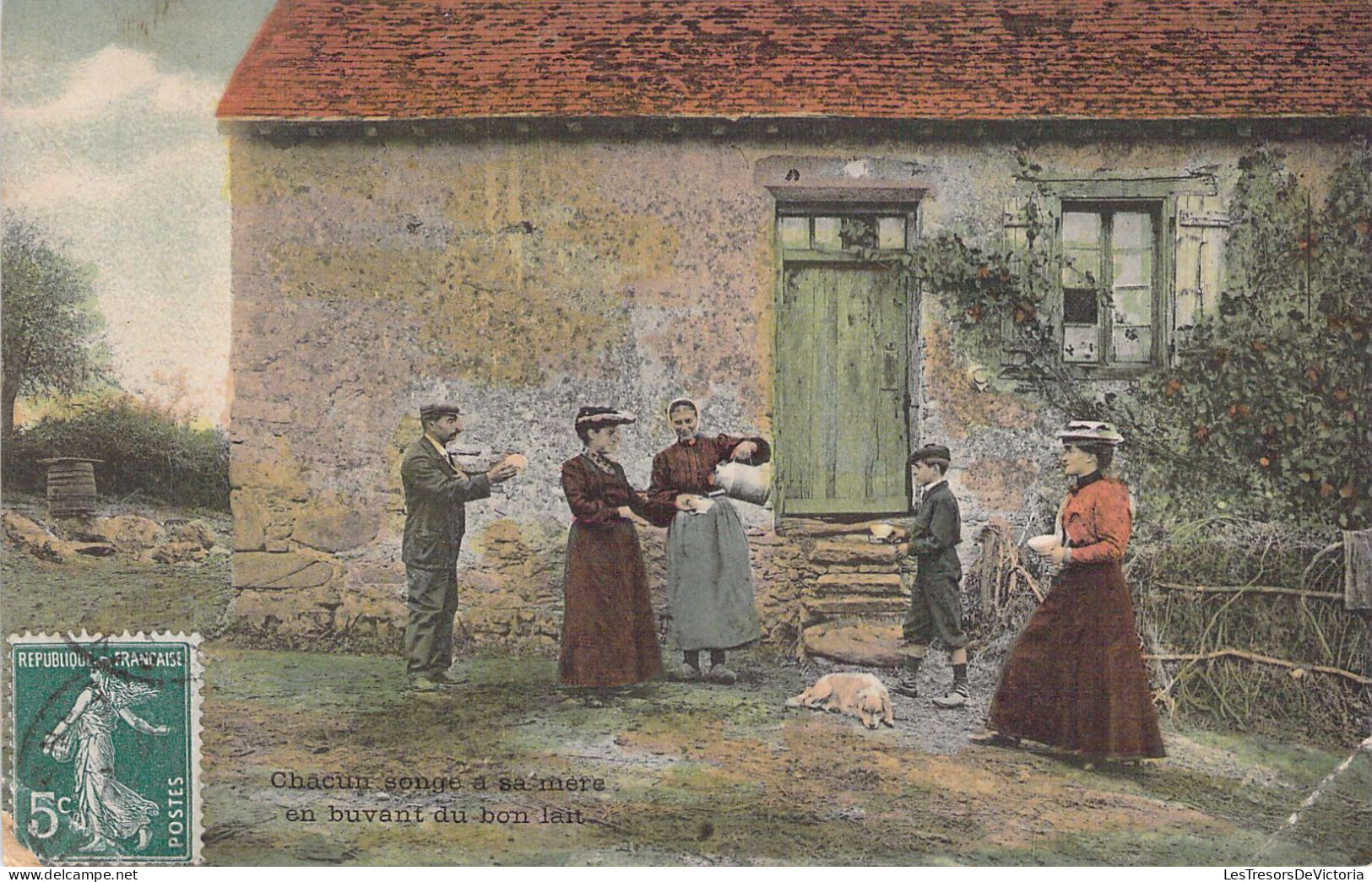 FOLKLORE - Chacun Songe à Sa Mère En Buvant Du Bon Lait - Ferme - Carte Postale Ancienne - Costumes