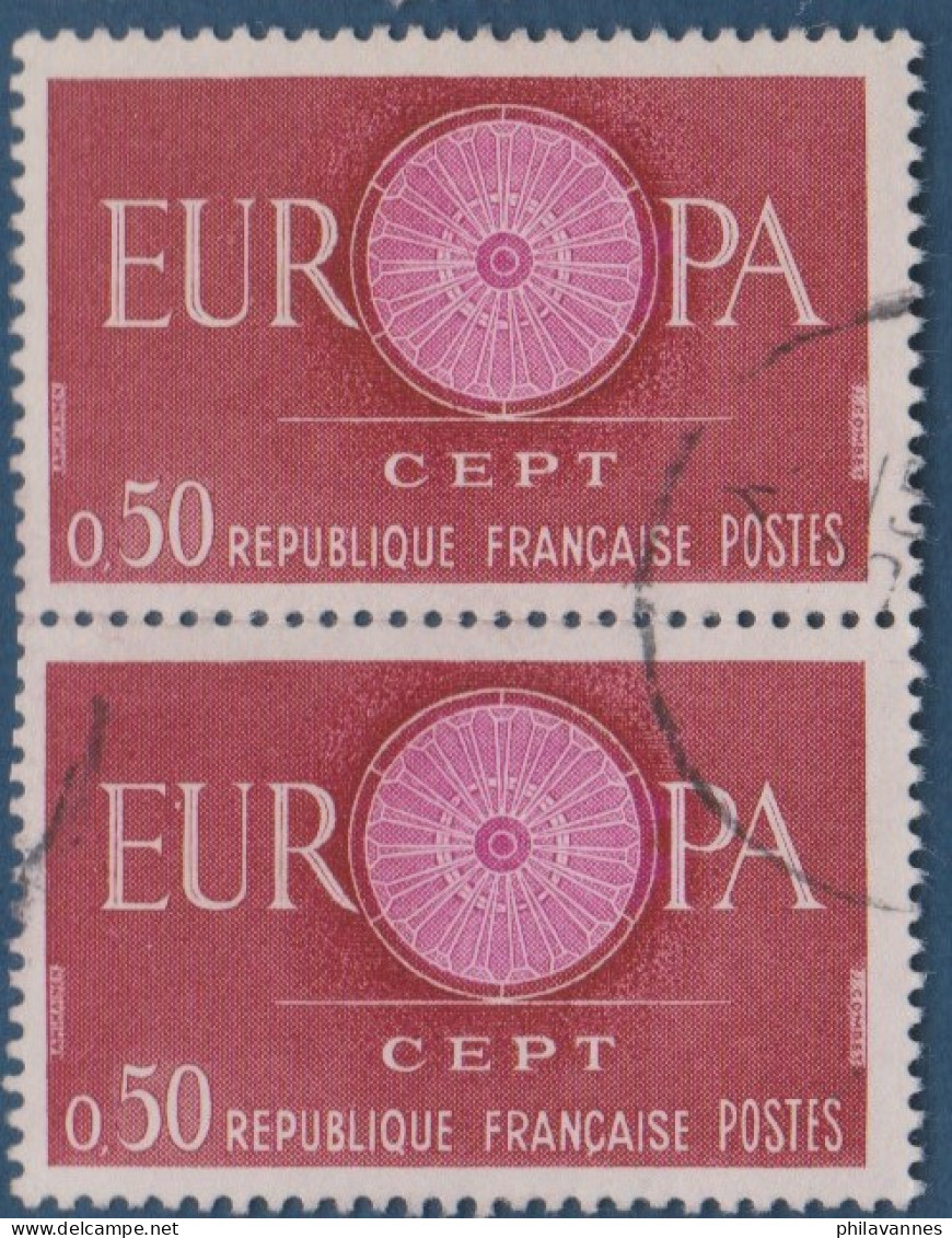 Europa, N° 1267,x2détaché  Petite Variété, Centre Rose ( V2307B/12.4) - Oblitérés