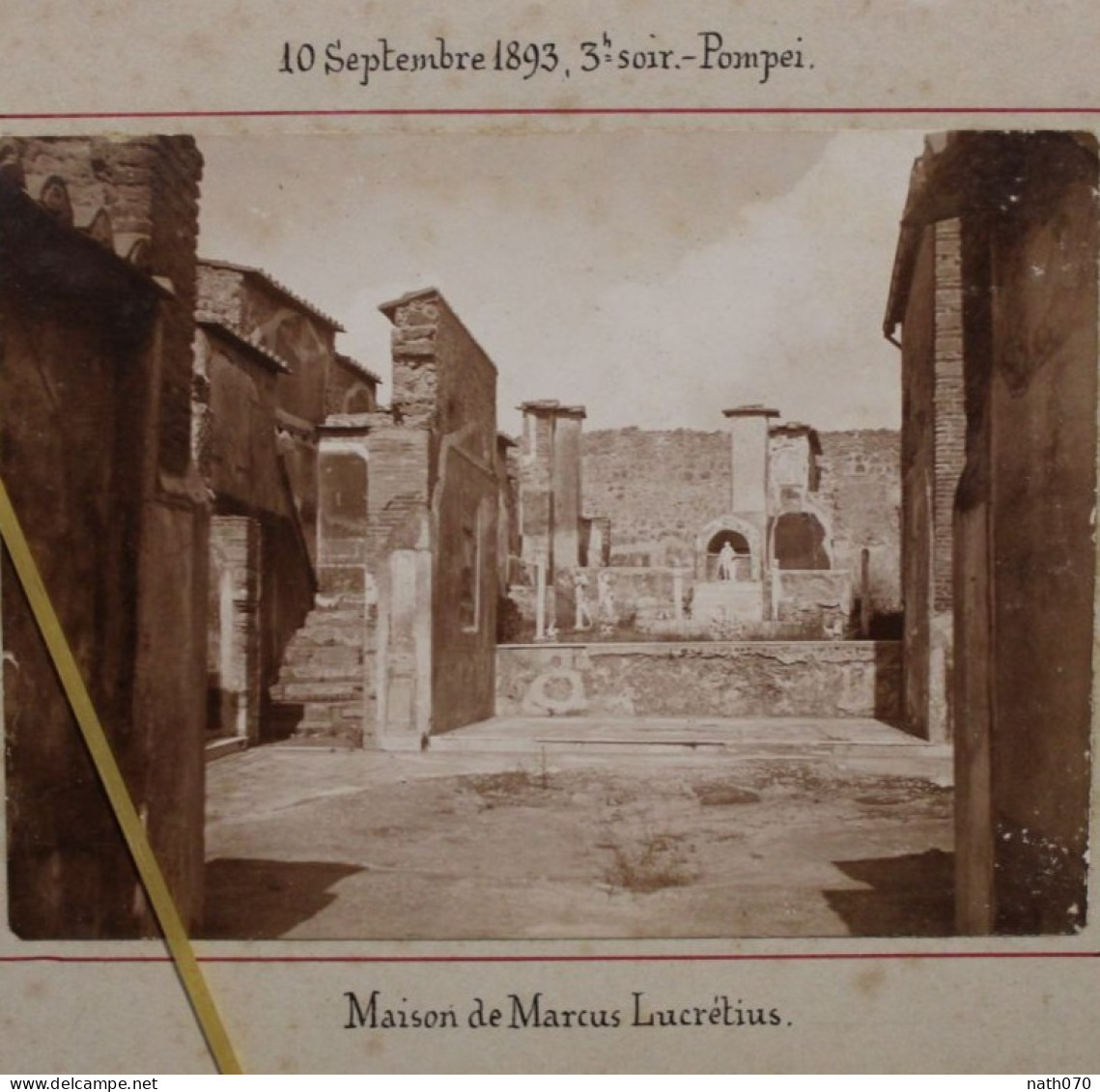 Photo 1893 Pompéi Maison De Marcus Lucrétius Tirage Albuminé Albumen Print - Antiche (ante 1900)