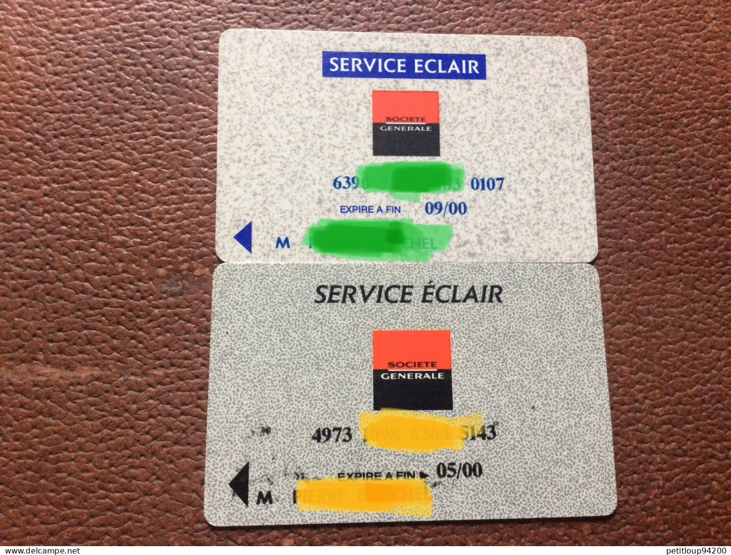 2 CARTES Bancaires  SOCIÉTÉ GÉNÉRALE  Service Éclair - Disposable Credit Card