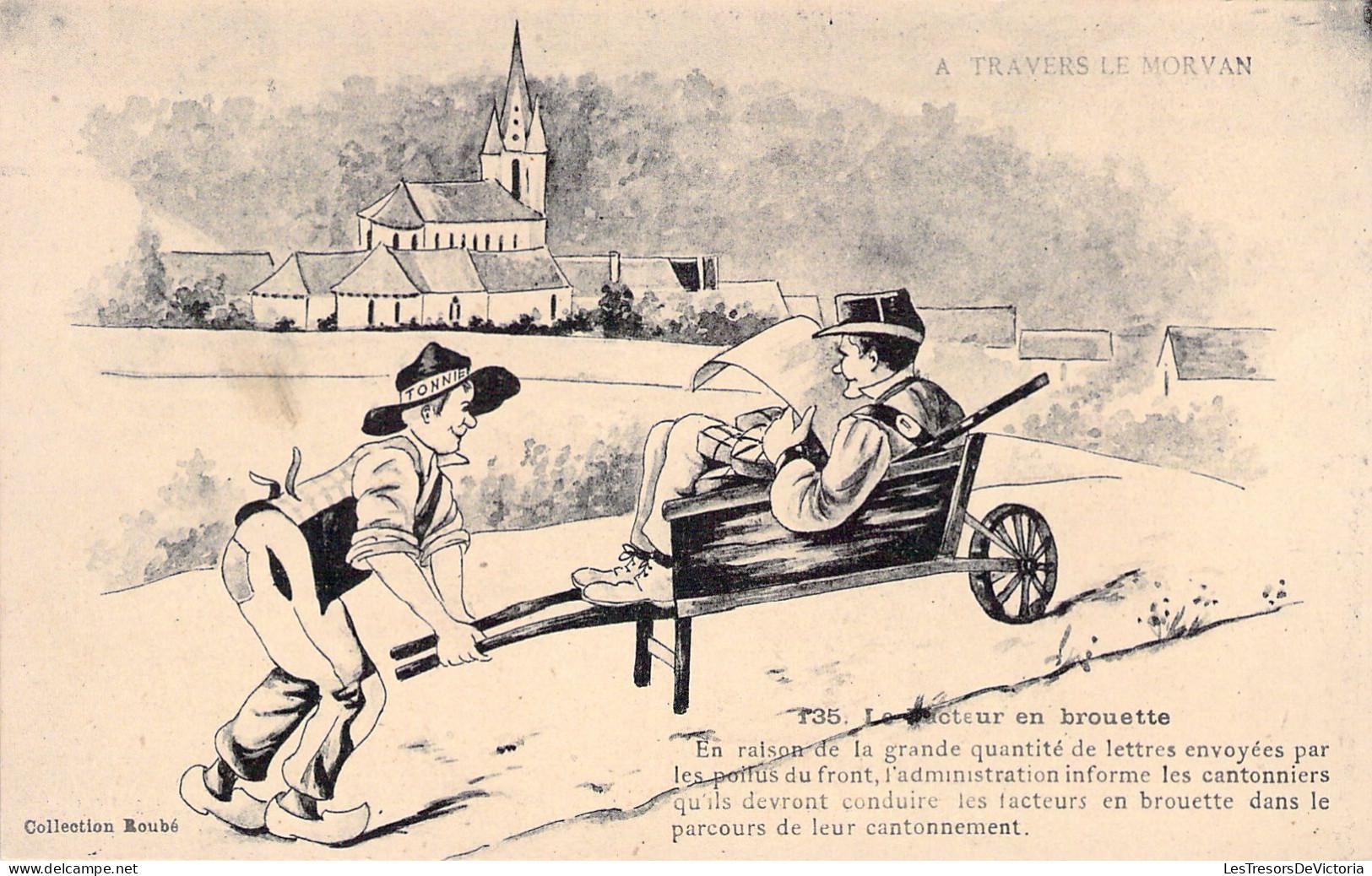 HUMOUR - Le Facteur En Brouette - A Travers Le Morvan - Carte Postale Ancienne - Humour