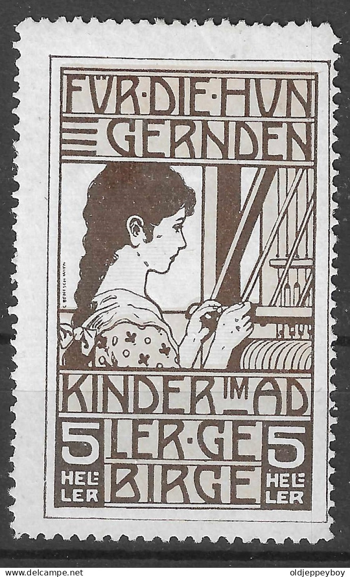 AUSTRIA Werbemarke  Poster Stamp Für Die Hungernden Kinder Im Adler Gebirge VIGNETTE Reklamemarke Cinderella  - Erinnofilia