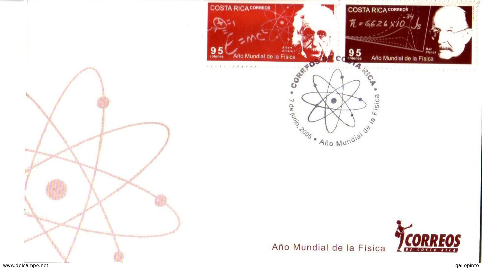 COSTA RICA YEAR Of PHYSICS ALBERT EINSTEIN & MAX PLANCK Sc 585 FDC 2005 - Albert Einstein