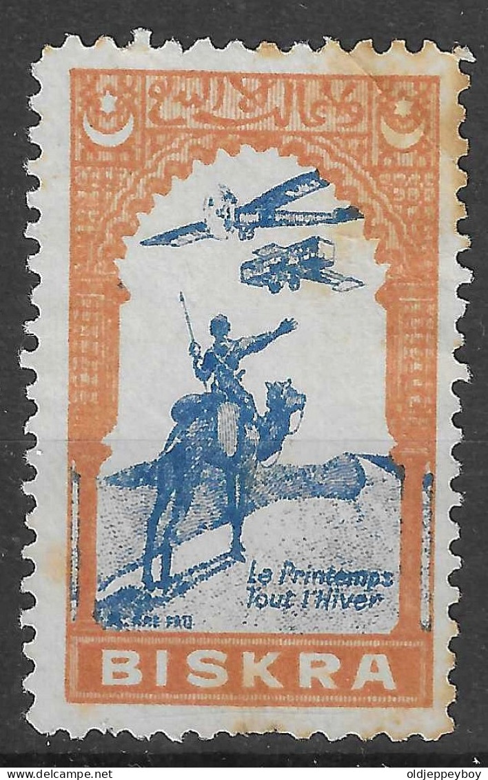 ALGERIE BISKRA Nxx Avion Et Cavalier Tb AIRPLANE  Rare  VIGNETTE Reklamemarke Cinderella Erinnofili - Erinnofilia