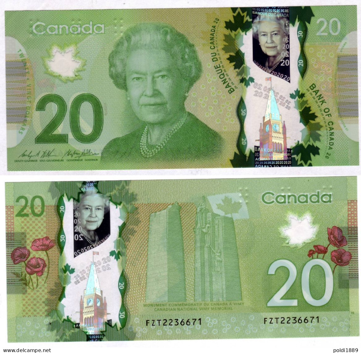 Kanada Canada 20 Dollars 2012 Königin Elisabeth Queen Elizabeth Polymer Gebraucht Mit Falzen - Kanada