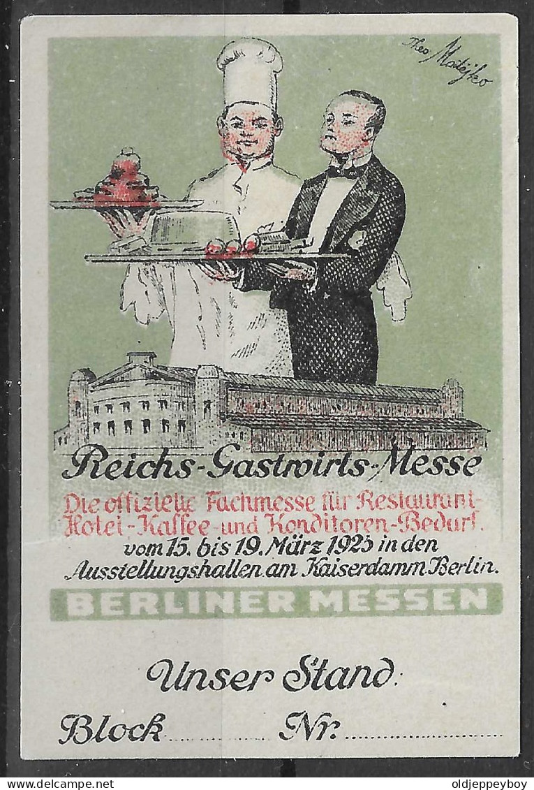 1925 GERMANY Berlin: Reichs-Gastwirts-Messe  VIGNETTE Reklamemarke Cinderella  - Erinnofilia