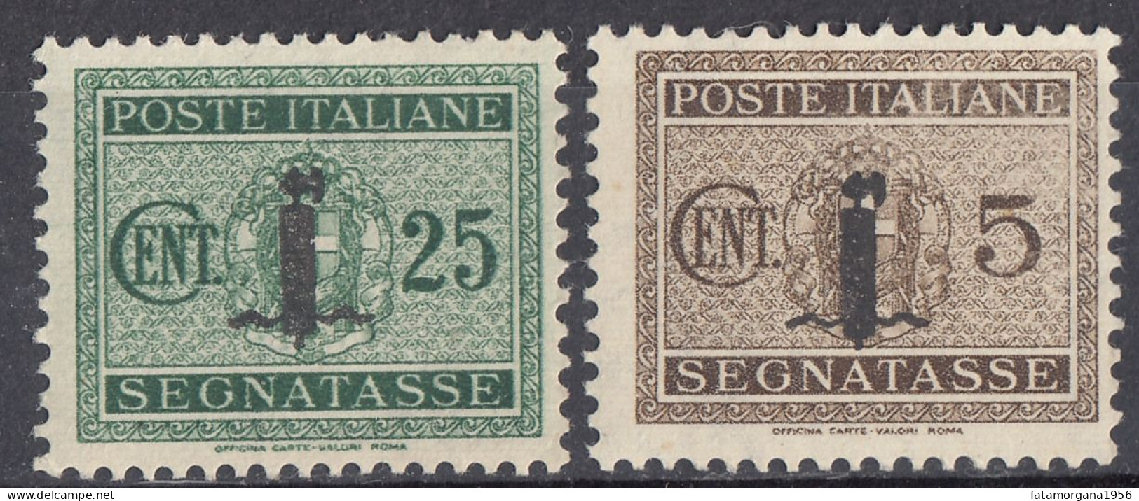 ITALIA, REPUBBLICA SOCIALE - 1944 - Lotto Di Due Segnatasse Nuovi Con Gomma Danneggiata: Yvert 14 E 17. - Strafport