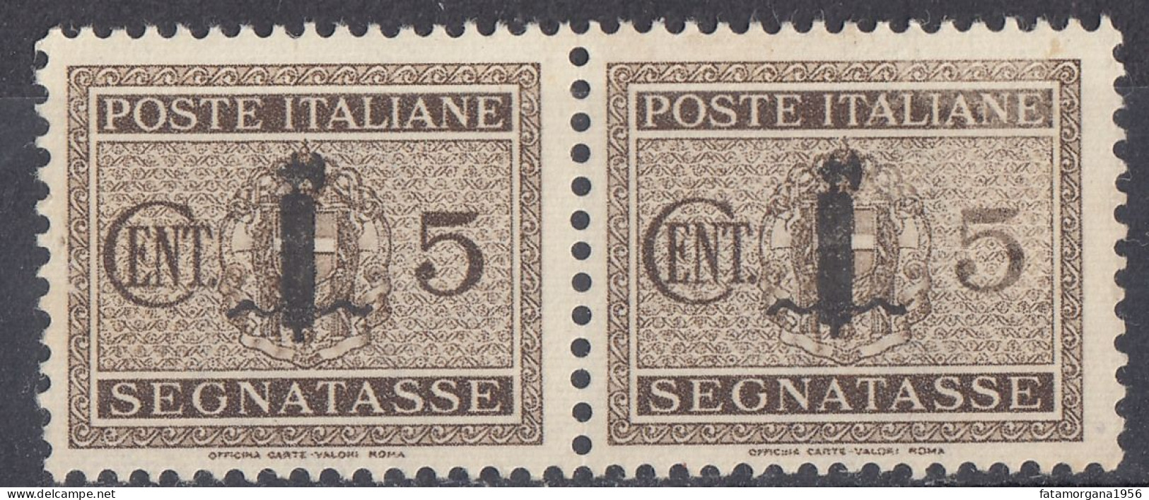 ITALIA, REPUBBLICA SOCIALE - 1944 - Coppia Di Due Segnatasse Nuovi Yvert 17 Non Linguellati, Seconda Scelta - Portomarken