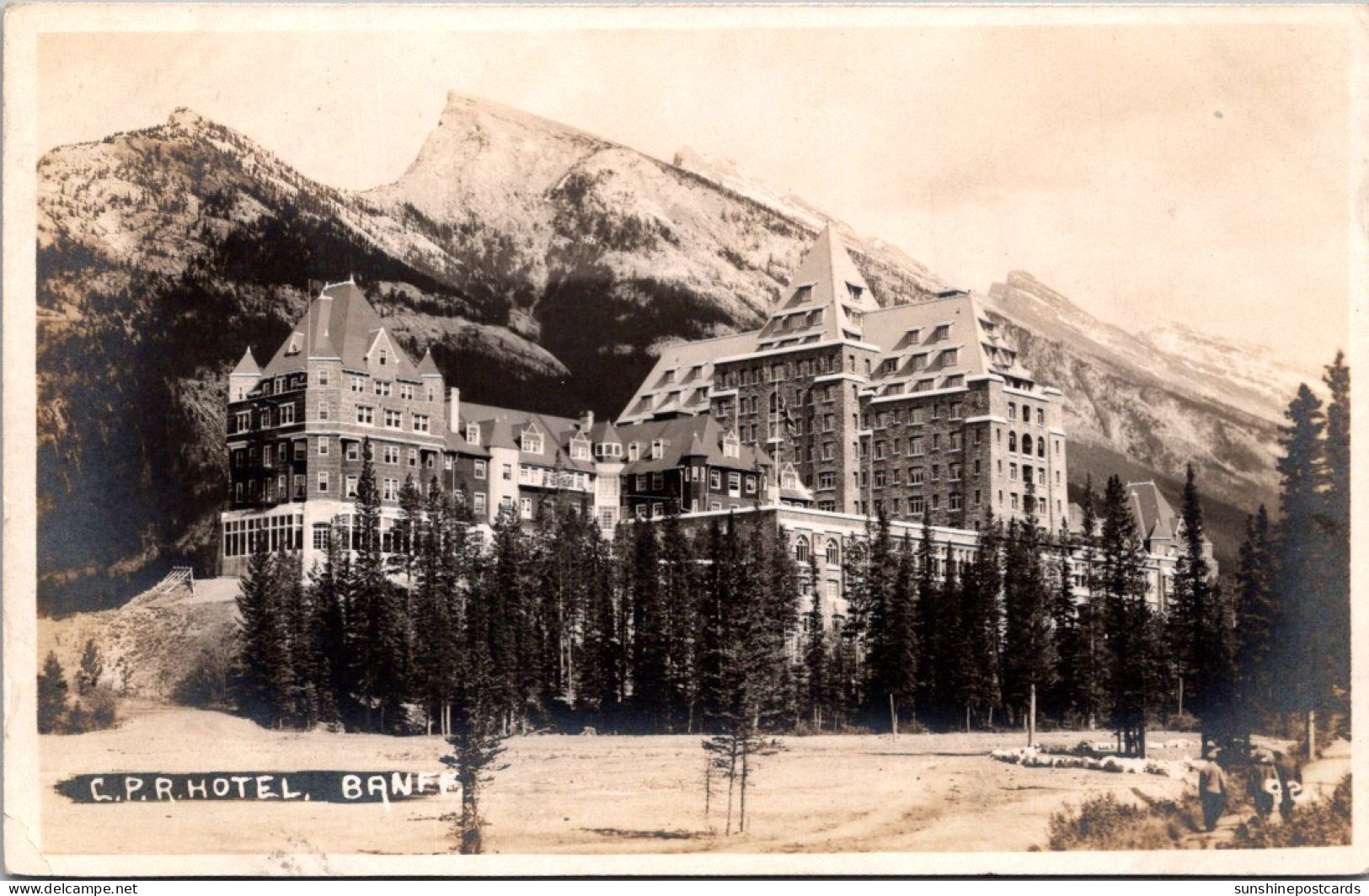 Canada Banff CPR Banff Hotel 1917 Real Photo - Banff