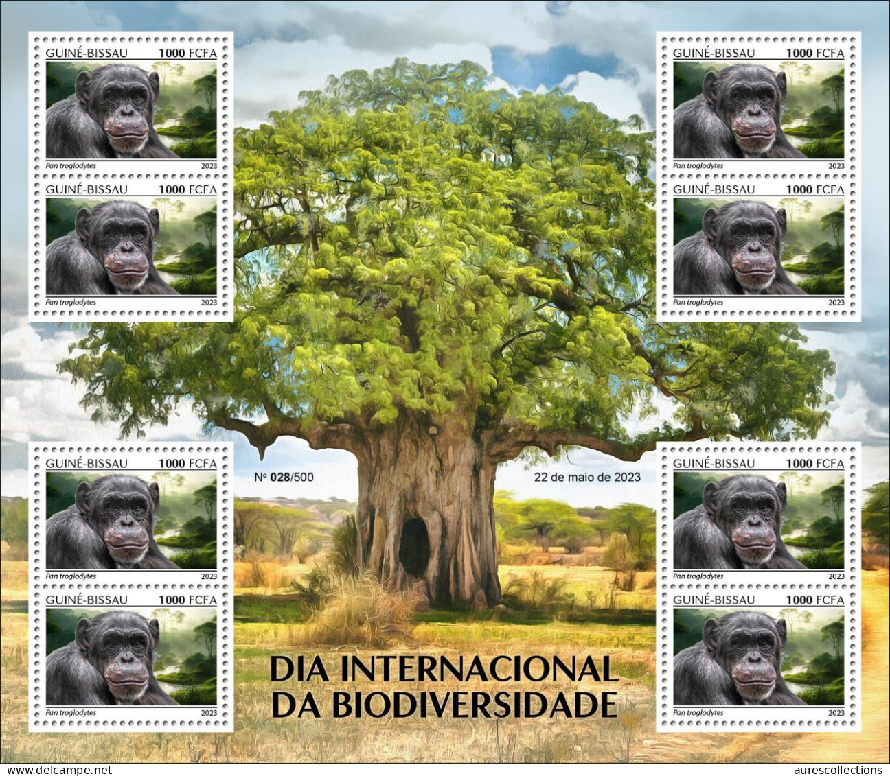 GUINEA BISSAU 2023 - MINISHEET 8V - CHIMPANZEE CHIMPANZE CHIMPANZEES CHIMPANZES APE APES MONKEY MONKEYS BAOBAB - MNH - Scimpanzé