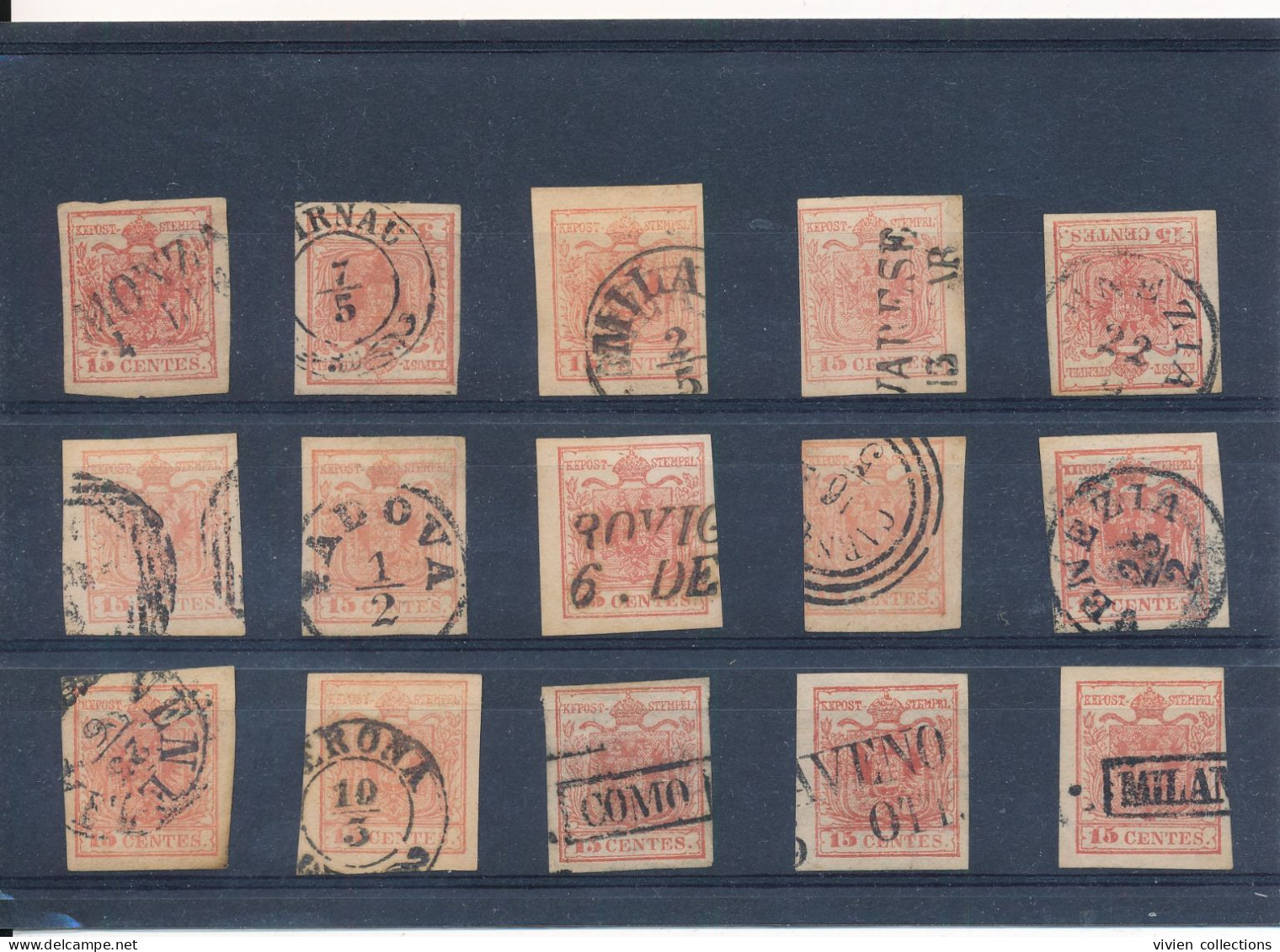 Italie Lombardie Vénétie N° 3 X 15 Oblitérés Oblitérations à étudier - Lombardo-Vénétie