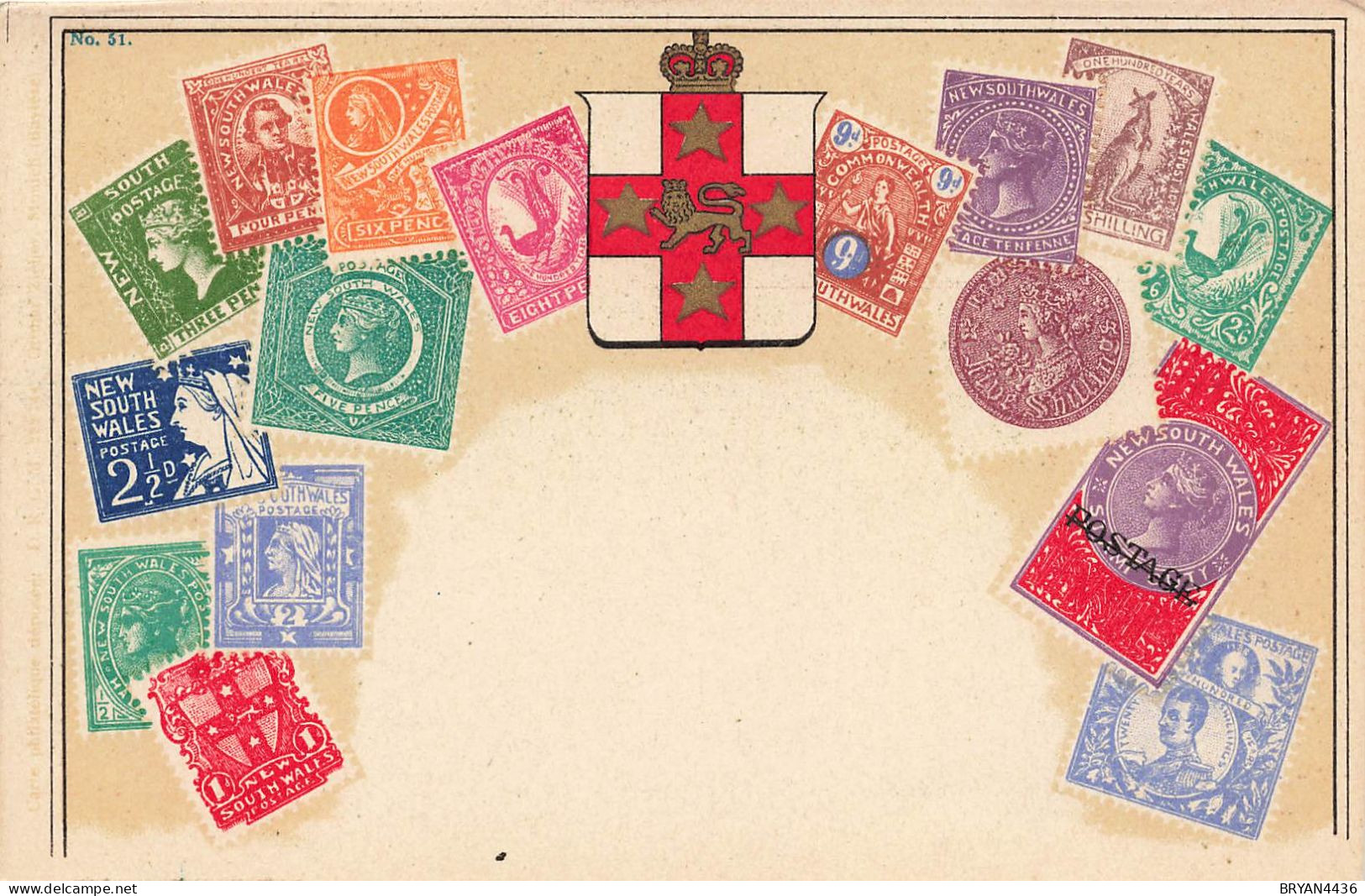 NEW SOUTH WALS - NOUVELLE GALLES DU SUD - TIMBRES - REPRESENTATION - CARTE POSTALE - LANGAGE Des TIMBRES - TRES BON ETAT - Otros & Sin Clasificación