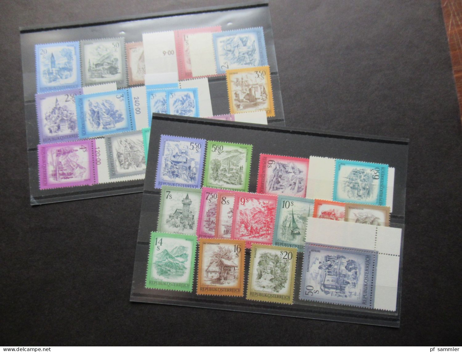 Österreich 1970er Jahre Freimarken Schönes Österreich 2 Steckkarten Mit Einigen Marken / Randstücke Z.B. Nr.1478 Eckrand - Unused Stamps