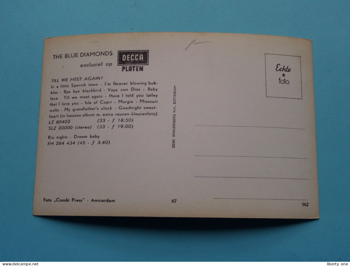 The BLUE DIAMONDS ( Uitgave Spanjersberg / Decca ) Anno 19?? ( Zie SCANS ) ! - Cantantes Y Músicos