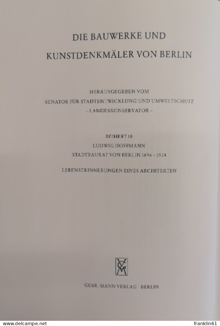 Lebenserinnerungen Eines Architekten. - Architectuur