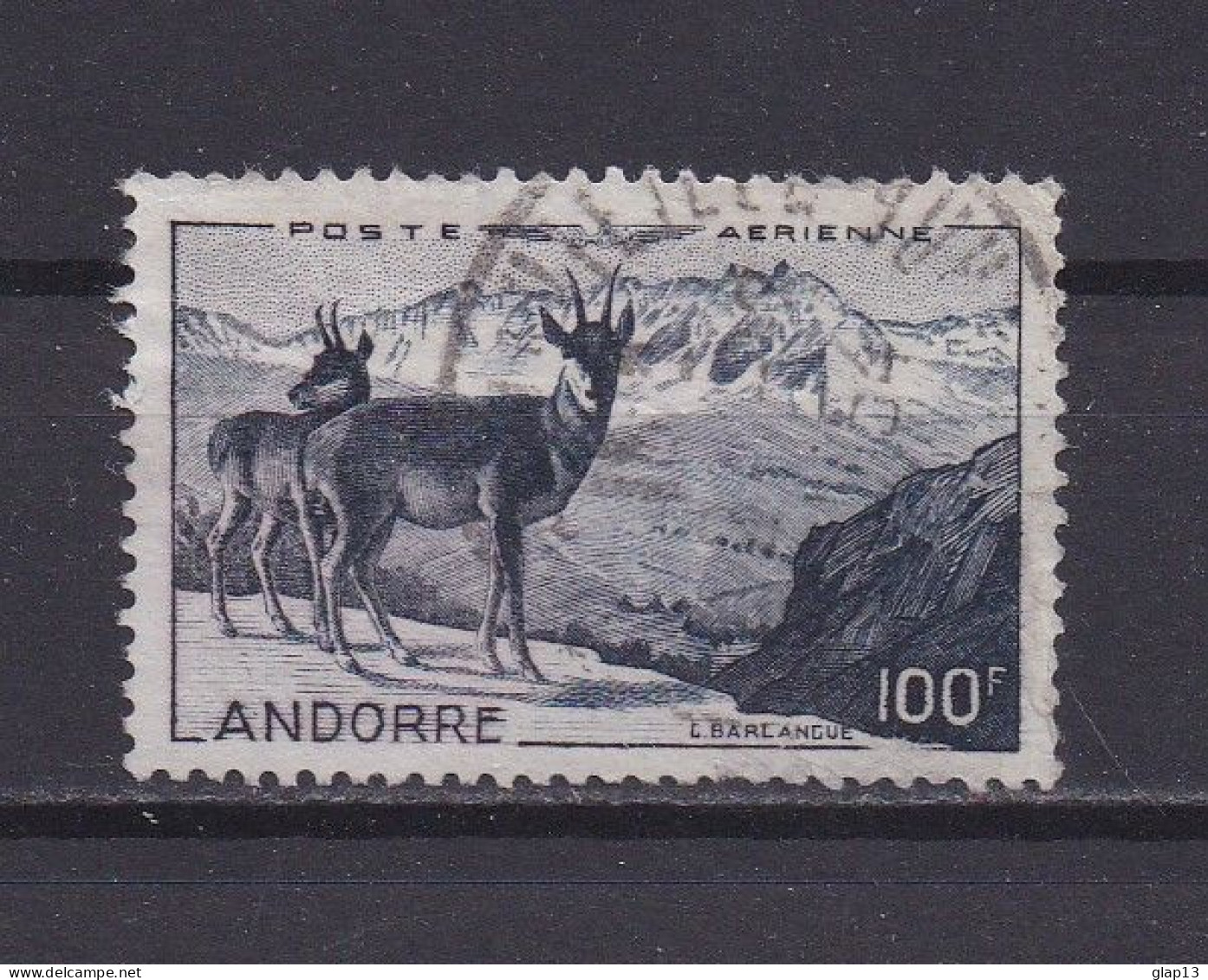 ANDORRE FRANCAIS 1950 PA N°1 OBLITERE PAYSAGE - Poste Aérienne