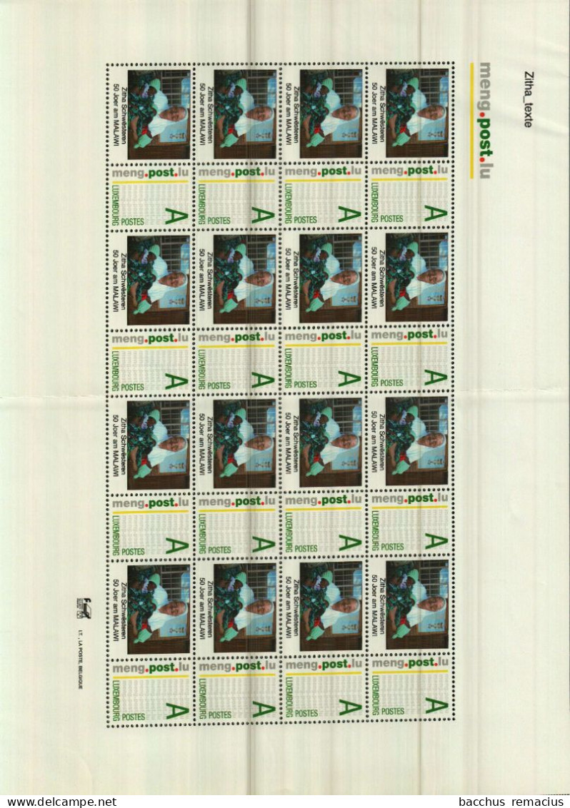 LUXEMBOURG 16 Timbres "A"   "meng.post.lu"  ZITHA SCHWESTEREN AM MALAWI 2009 (pli) - Ganze Bögen