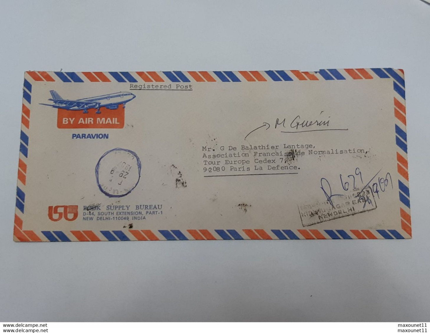 Inde - India - Timbres Sur Enveloppe Envoyée De New-Delhi Vers Paris .. Lot125 . - Lettres & Documents