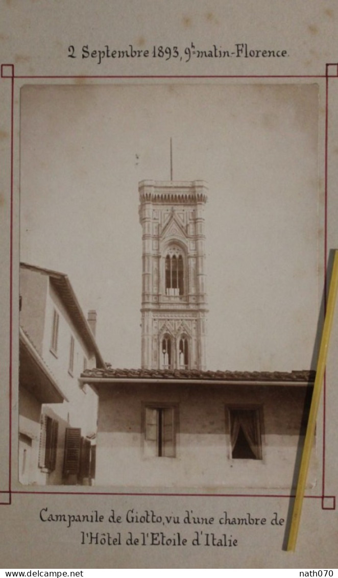 Photo 1893 Florence Campanile De Gitto Vu D'une Chambre Hôtel De L'Etoile Italie Tirage Albuminé Albumen Print Pompéi - Antiche (ante 1900)