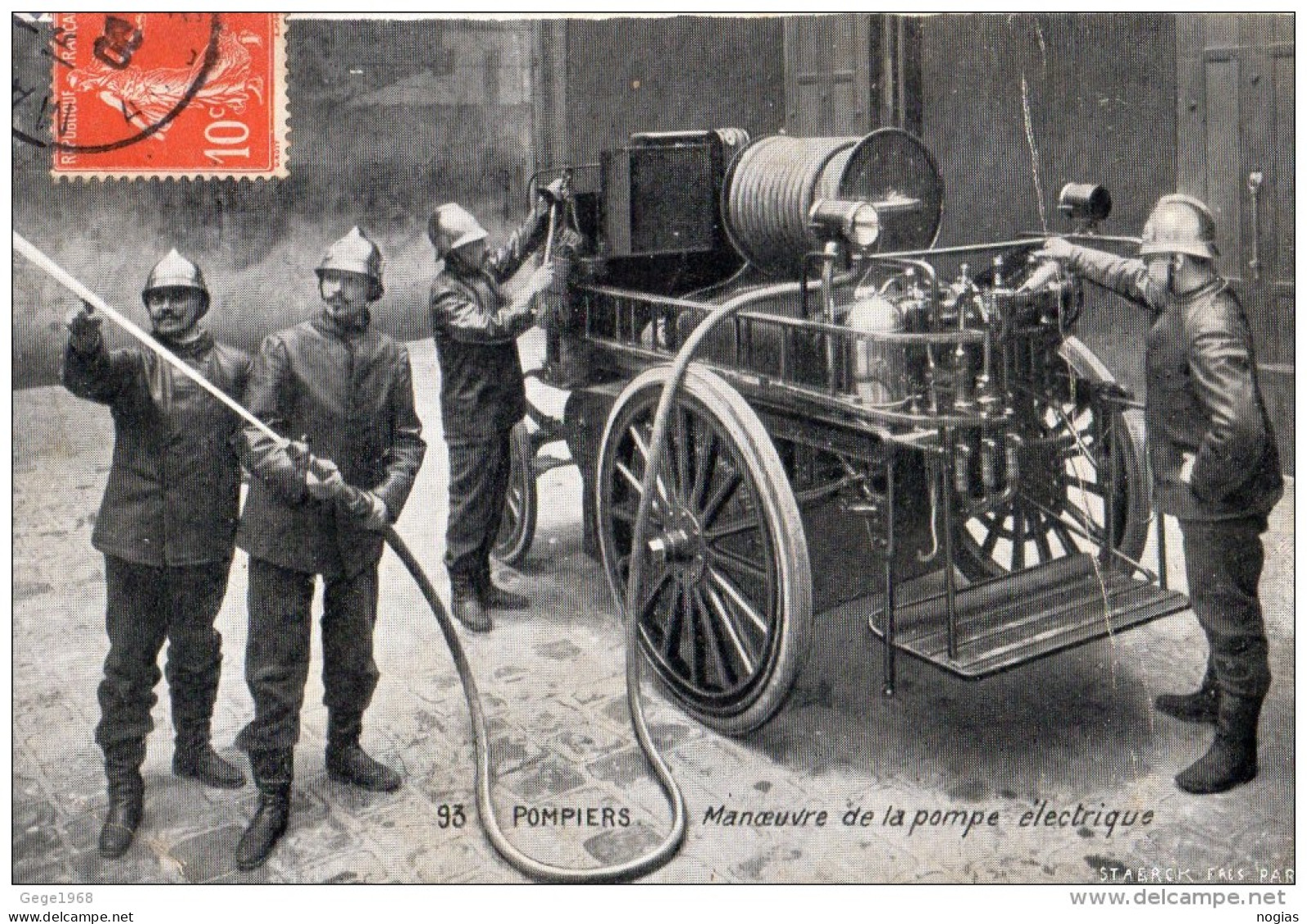 POMPIERS - MANŒUVRE DE LA POMPE ÉLECTRIQUE - TRÈS BEAU PLAN SUPERBE ÉTAT - Sapeurs-Pompiers