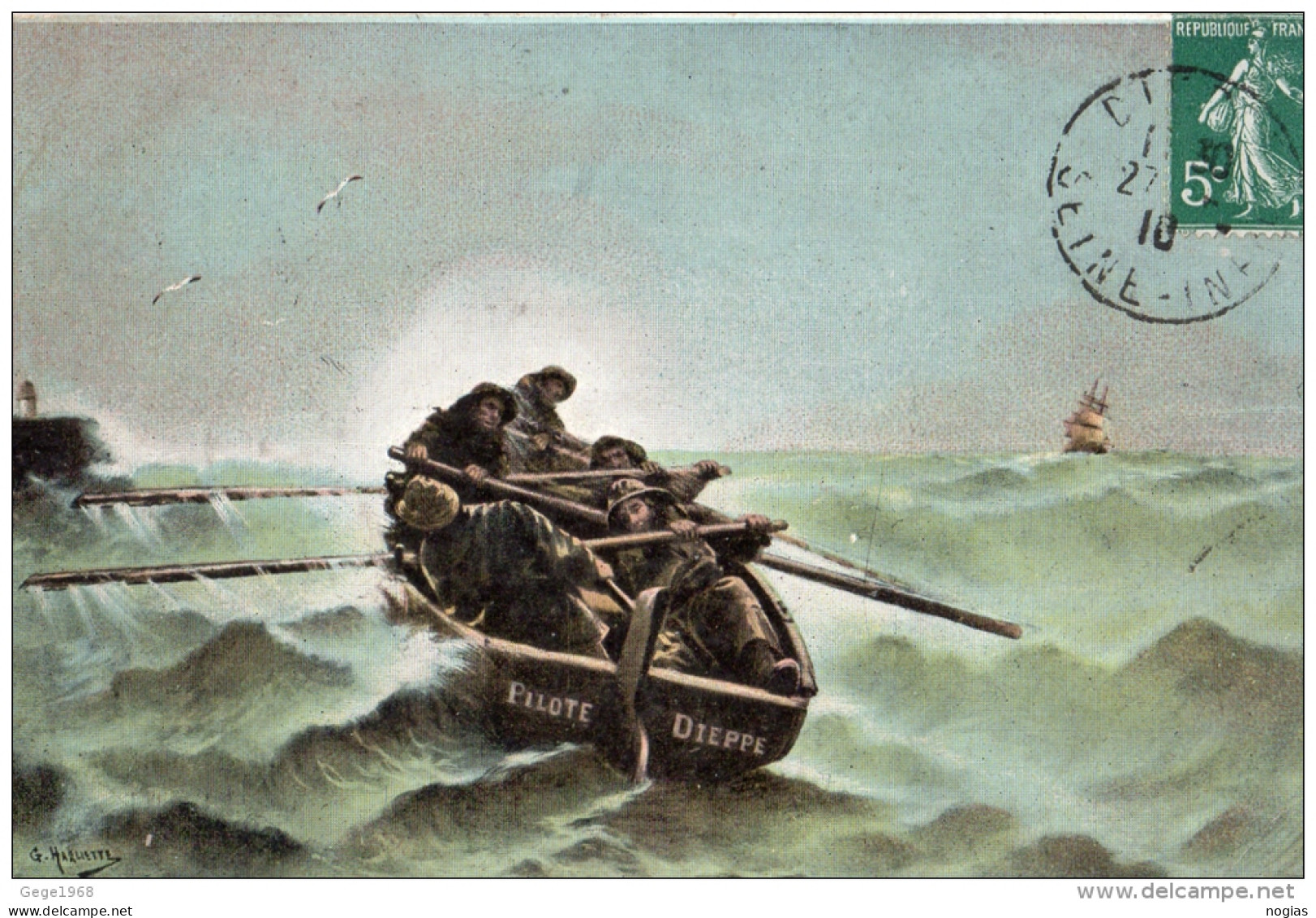 PILOTE DIEPPE - CARTE COLORISÉE - Schlepper