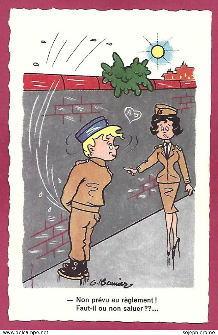 Illustrateur G. Meunier Humour Militaria Pipi Pin'up Brune  2scans - Meunier, G.