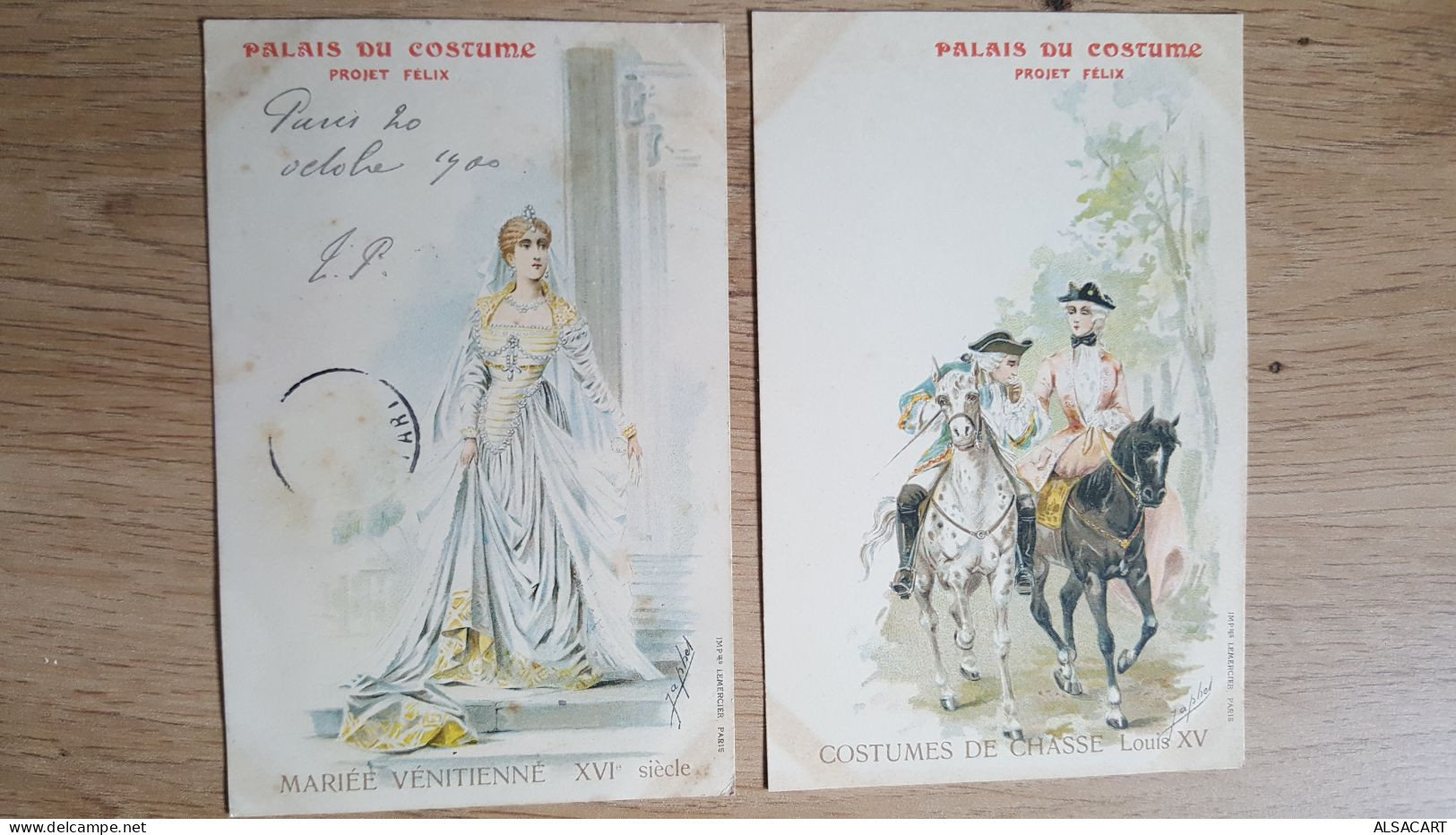 Illustrateur Japhet ,   Art Nouveau  Lot De 5 Cartes Palais Du Costume , 1900 - Autres & Non Classés