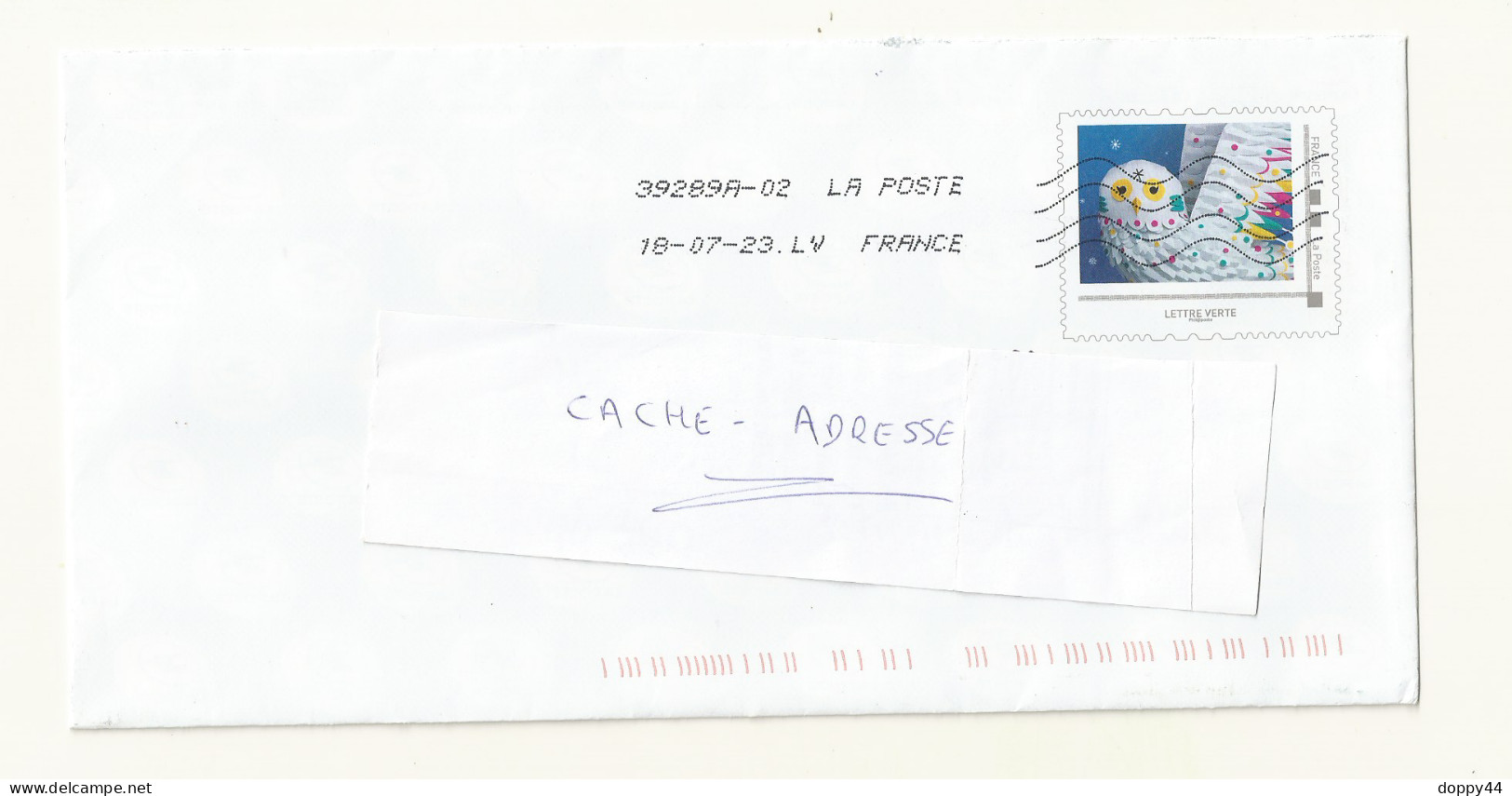 PAP LA POSTE LETTRE VERTE  THEME CHOUETTE. - Pseudo-entiers Officiels