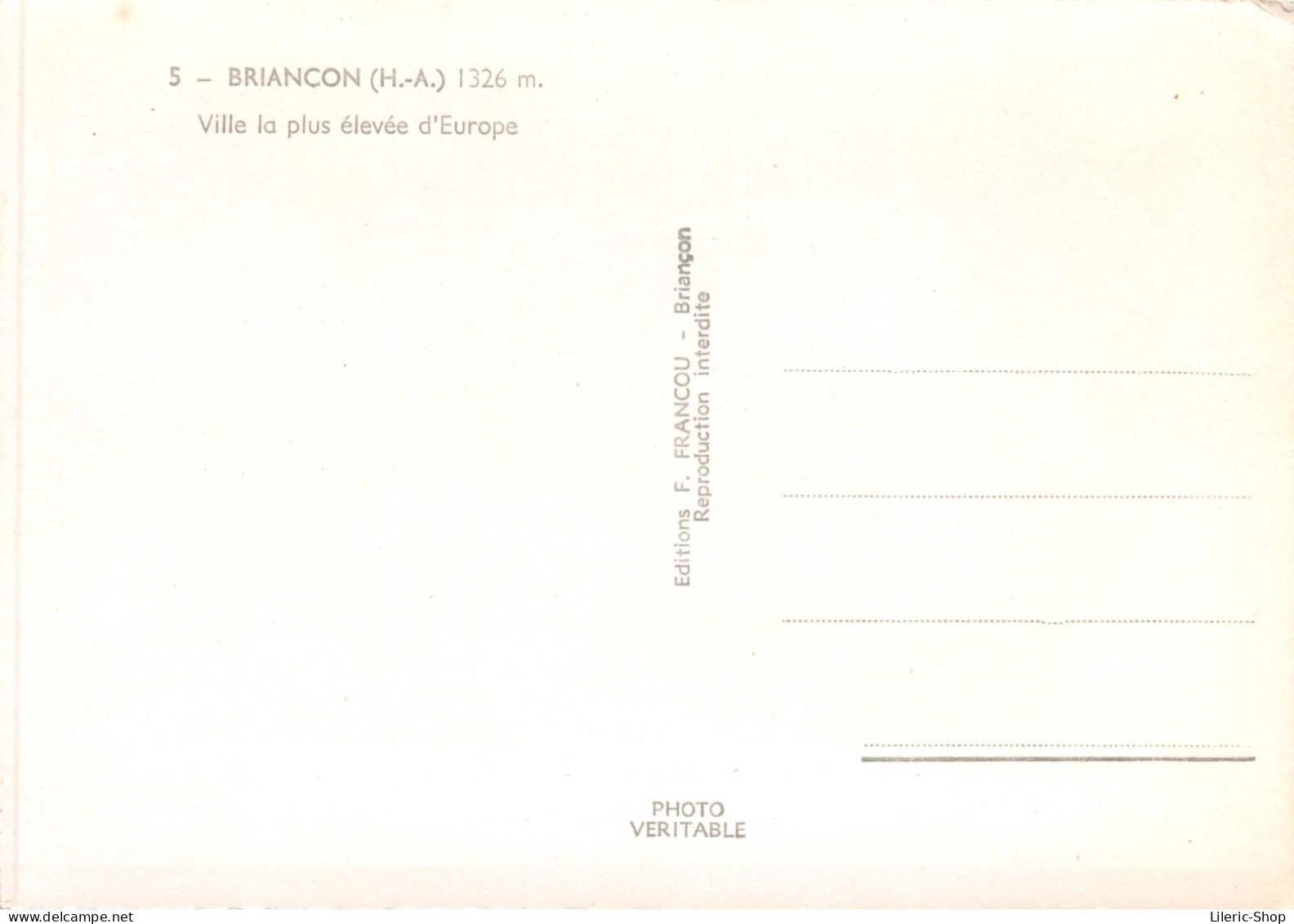 BRIANCON (H.-A.) 1326 M. Ville La Plus élevée D'Europe - Cpsm Dentelée GF 1960 - Briancon