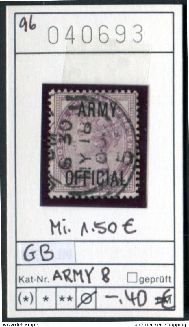 Grossbritannien 1896 - Great Britain 1896 - Grand Bretagne 1896 - Michel "ARMY 8" Official -  Oo Oblit. Used Gebruikt - - Oblitérés
