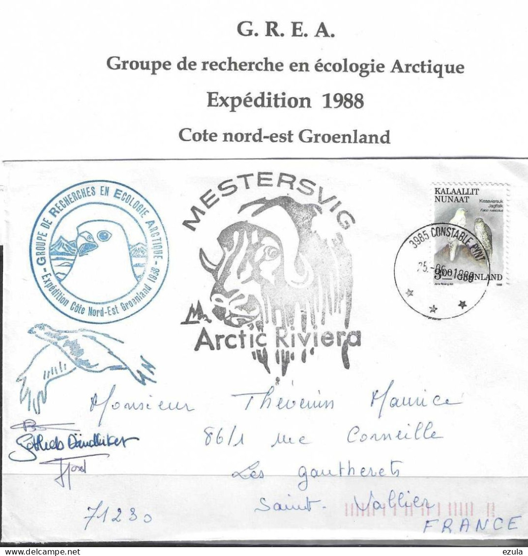 Lettre GROENLAND 88  Groupe De Recherche En écologie.- Expédition Côte Nord-est - Covers & Documents