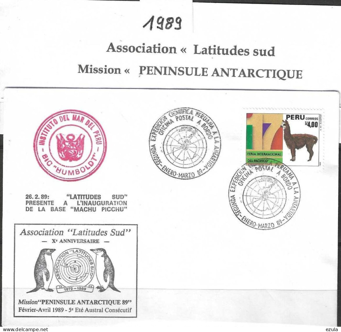 Perrou -Association Latitude Sud  Mission Péninsule Antarctique 89 - Año Polar Internacional